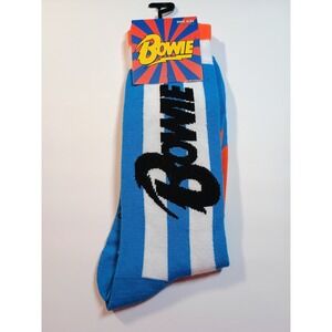 David Bowie Lightning Bolt Stripe Crew Socks Official Merch One‎ Size US 7-12